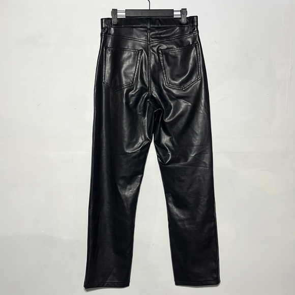Abercrombie & Fitch Black Vegan Leather 90s Ultra High Rise Straight Leg Pants - Picture 7 of 10